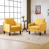 imageVINGLI Mid Century Modern Fabric Accent ChairBeige for Living Room Upholstered Armchair with Scooped Arms for BedroomApartmentStudioOfficeWaiting RoomBeigeYellow Linen