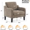 imageVINGLI Mid Century Modern Fabric Accent ChairBeige for Living Room Upholstered Armchair with Scooped Arms for BedroomApartmentStudioOfficeWaiting RoomBeigeLight Brown Chenille