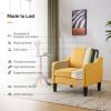 imageVINGLI Mid Century Modern Fabric Accent ChairBeige for Living Room Upholstered Armchair with Scooped Arms for BedroomApartmentStudioOfficeWaiting RoomBeigeYellow Linen