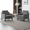 imageVINGLI Mid Century Modern Fabric Accent ChairBeige for Living Room Upholstered Armchair with Scooped Arms for BedroomApartmentStudioOfficeWaiting RoomBeigeLight Grey Chenille