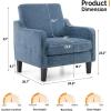 imageVINGLI Mid Century Modern Fabric Accent ChairBeige for Living Room Upholstered Armchair with Scooped Arms for BedroomApartmentStudioOfficeWaiting RoomBeigeNavy Blue Chenille