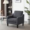 imageVINGLI Mid Century Modern Fabric Accent ChairBeige for Living Room Upholstered Armchair with Scooped Arms for BedroomApartmentStudioOfficeWaiting RoomBeigeDark Grey Linen