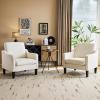 imageVINGLI Mid Century Modern Fabric Accent ChairBeige for Living Room Upholstered Armchair with Scooped Arms for BedroomApartmentStudioOfficeWaiting RoomBeigeBeige