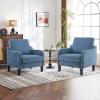 imageVINGLI Mid Century Modern Fabric Accent ChairBeige for Living Room Upholstered Armchair with Scooped Arms for BedroomApartmentStudioOfficeWaiting RoomBeigeNavy Blue Chenille