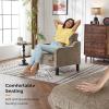 imageVINGLI Mid Century Modern Fabric Accent ChairBeige for Living Room Upholstered Armchair with Scooped Arms for BedroomApartmentStudioOfficeWaiting RoomBeigeLight Brown Chenille