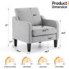 imageVINGLI Mid Century Modern Fabric Accent ChairBeige for Living Room Upholstered Armchair with Scooped Arms for BedroomApartmentStudioOfficeWaiting RoomBeigeGray Linen
