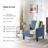 imageVINGLI Mid Century Modern Fabric Accent ChairBeige for Living Room Upholstered Armchair with Scooped Arms for BedroomApartmentStudioOfficeWaiting RoomBeigeNavy Blue Chenille