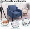 imageVINGLI Mid Century Modern Fabric Accent ChairBeige for Living Room Upholstered Armchair with Scooped Arms for BedroomApartmentStudioOfficeWaiting RoomBeigeNavy Blue Linen