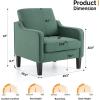 imageVINGLI Mid Century Modern Fabric Accent ChairBeige for Living Room Upholstered Armchair with Scooped Arms for BedroomApartmentStudioOfficeWaiting RoomBeigeGreen Linen