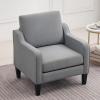 imageVINGLI Mid Century Modern Fabric Accent ChairBeige for Living Room Upholstered Armchair with Scooped Arms for BedroomApartmentStudioOfficeWaiting RoomBeigeLight Grey