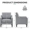 imageVINGLI Mid Century Modern Fabric Accent ChairBeige for Living Room Upholstered Armchair with Scooped Arms for BedroomApartmentStudioOfficeWaiting RoomBeigeLight Grey