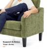 imageVINGLI Mid Century Modern Fabric Accent ChairBeige for Living Room Upholstered Armchair with Scooped Arms for BedroomApartmentStudioOfficeWaiting RoomBeigeOlive Green Chenille