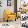 imageVINGLI Mid Century Modern Fabric Accent ChairBeige for Living Room Upholstered Armchair with Scooped Arms for BedroomApartmentStudioOfficeWaiting RoomBeigeYellow Linen