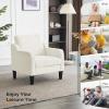 imageVINGLI Mid Century Modern Fabric Accent ChairBeige for Living Room Upholstered Armchair with Scooped Arms for BedroomApartmentStudioOfficeWaiting RoomBeigeCream White Chenille