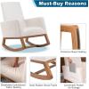 imageVINGLI Mid Century Nursery Rocker Cream Rocking Chair for Bedroom Nursery Chair Upholstered Nursery Rocking Chairs with Solid Wood BaseStorage Side Pocket