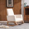imageVINGLI Mid Century Nursery Rocker Cream Rocking Chair for Bedroom Nursery Chair Upholstered Nursery Rocking Chairs with Solid Wood BaseStorage Side Pocket