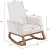 imageVINGLI Mid Century Nursery Rocker Cream Rocking Chair for Bedroom Nursery Chair Upholstered Nursery Rocking Chairs with Solid Wood BaseStorage Side Pocket