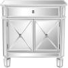 imageVINGLI Mirrored Cabinet Mirrored Nightstand Mirrored Dresser Accent Chest Large Mirror Nightstand with 1 Drawer and Two Doors 275W x 134D x 275H Mirror