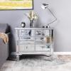 imageVINGLI Mirrored Dresser for Bedroom with 6 Storage Drawer Modern Chest of Drawers Silver 32L x 12W x 28H