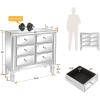 imageVINGLI Mirrored Dresser for Bedroom with 6 Storage Drawer Modern Chest of Drawers Silver 32L x 12W x 28H