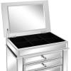 imageVINGLI Mirrored Jewelry Armoire Mirror Jewelry Cabinet Standing with 6 Drawers ampamp 2 Side Doors Jewelry Armoire Cabinet Standing Jewelry Box Mirrored Jewelry Chest Standing Jewelry Box Silver