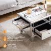 imageVINGLI Mirrored Lift Top Coffee Table Assembled Modern Coffee Table with Drawers for Living Room Silver 35 x 19 x 18