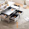 imageVINGLI Mirrored Lift Top Coffee Table Assembled Modern Coffee Table with Drawers for Living Room Silver 35 x 19 x 18