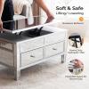 imageVINGLI Mirrored Lift Top Coffee Table Assembled Modern Coffee Table with Drawers for Living Room Silver 35 x 19 x 18