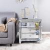imageVINGLI Mirrored Nightstand Set of 2 Mirrored SideEnd Table for Living Room Glass Silver Nightstand Crushed Glass Mirror Night Stand Contemporary Night Table Mirror Bedroom Furniture Set23W x 138D x 248H