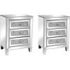 imageVINGLI Mirrored Nightstand Set of 2 Mirrored SideEnd Table for Living Room Glass Silver Nightstand Crushed Glass Mirror Night Stand Contemporary Night Table Mirror Bedroom Furniture Set1772W x 1378D x 2362H