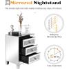 imageVINGLI Mirrored Nightstand Set of 2 Mirrored SideEnd Table for Living Room Glass Silver Nightstand Crushed Glass Mirror Night Stand Contemporary Night Table Mirror Bedroom Furniture Set1772W x 1378D x 2362H