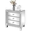 imageVINGLI Mirrored Nightstand Set of 2 Mirrored SideEnd Table for Living Room Glass Silver Nightstand Crushed Glass Mirror Night Stand Contemporary Night Table Mirror Bedroom Furniture Set23W x 138D x 248H