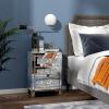 imageVINGLI Mirrored Nightstand Set of 2 Mirrored SideEnd Table for Living Room Glass Silver Nightstand Crushed Glass Mirror Night Stand Contemporary Night Table Mirror Bedroom Furniture Set1772W x 1378D x 2362H