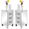 imageVINGLI Mirrored Nightstand Set of 2 Mirrored SideEnd Table for Living Room Glass Silver Nightstand Crushed Glass Mirror Night Stand Contemporary Night Table Mirror Bedroom Furniture Set118W x 118D x 236H