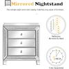 imageVINGLI Mirrored Nightstand Set of 2 Mirrored SideEnd Table for Living Room Glass Silver Nightstand Crushed Glass Mirror Night Stand Contemporary Night Table Mirror Bedroom Furniture Set23W x 138D x 248H