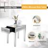 imageVINGLI Mirrored Nightstand Set of 2 Narrow Side Table with Drawer Glass Accent TableSilver1 Pack