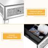 imageVINGLI Mirrored Nightstand Set of 2 Narrow Side Table with Drawer Glass Accent TableSilver1 Pack