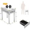 imageVINGLI Mirrored Nightstand Set of 2 Narrow Side Table with Drawer Glass Accent TableSilver2 Pack