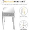 imageVINGLI Mirrored Nightstand Set of 2 Narrow Side Table with Drawer Glass Accent TableSilver2 Pack