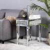 imageVINGLI Mirrored Nightstand Set of 2 Narrow Side Table with Drawer Glass Accent TableSilver2 Pack
