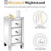 imageVINGLI Mirrored Nightstand with 3Drawers Silver Side End Table Set of 2 Mirrored Furniture for Small Space Bedroom Living Room1 Pack
