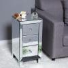 imageVINGLI Mirrored Nightstand with 3Drawers Silver Side End Table Set of 2 Mirrored Furniture for Small Space Bedroom Living Room1 Pack