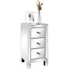 imageVINGLI Mirrored Nightstand with 3Drawers Silver Side End Table Set of 2 Mirrored Furniture for Small Space Bedroom Living Room1 Pack