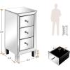 imageVINGLI Mirrored Nightstand with 3Drawers Silver Side End Table Set of 2 Mirrored Furniture for Small Space Bedroom Living Room1 Pack