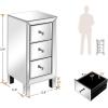 imageVINGLI Mirrored Nightstand with 3Drawers Silver Side End Table Set of 2 Mirrored Furniture for Small Space Bedroom Living Room2 Pack