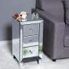 imageVINGLI Mirrored Nightstand with 3Drawers Silver Side End Table Set of 2 Mirrored Furniture for Small Space Bedroom Living Room2 Pack