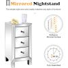 imageVINGLI Mirrored Nightstand with 3Drawers Silver Side End Table Set of 2 Mirrored Furniture for Small Space Bedroom Living Room2 Pack