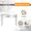 imageVINGLI Mirrored Vanity Desk with 5 Drawers Modern Console TableSofa TableMakeup Table Silver 41 x 14 x 302 Mirror Drawers