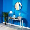 imageVINGLI Mirrored Vanity Desk with 5 Drawers Modern Console TableSofa TableMakeup Table Silver 41 x 14 x 302 Mirror Drawers