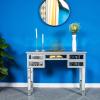 imageVINGLI Mirrored Vanity Desk with 5 Drawers Modern Console TableSofa TableMakeup Table Silver 41 x 14 x 305Drawer Desk